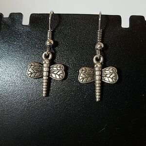 Dragonfly Earrings Silver Tone Set